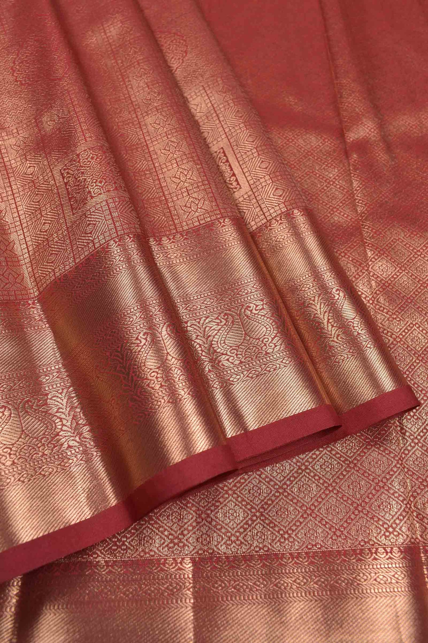 Golden Maroon Semi Silk Fancy Zari Border Saree