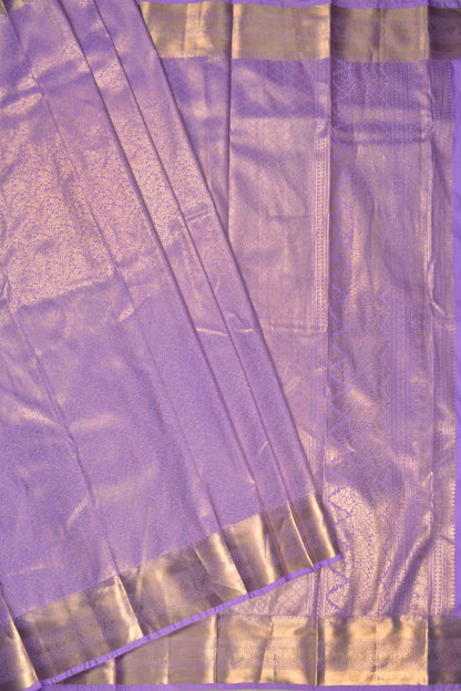 Golden Violet Semi Silk All Over Floral Jacquard Saree