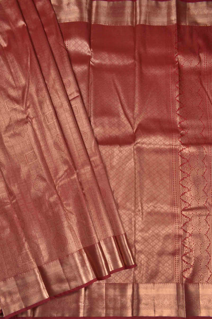Golden Maroon Semi Silk Fancy Zari Border Saree