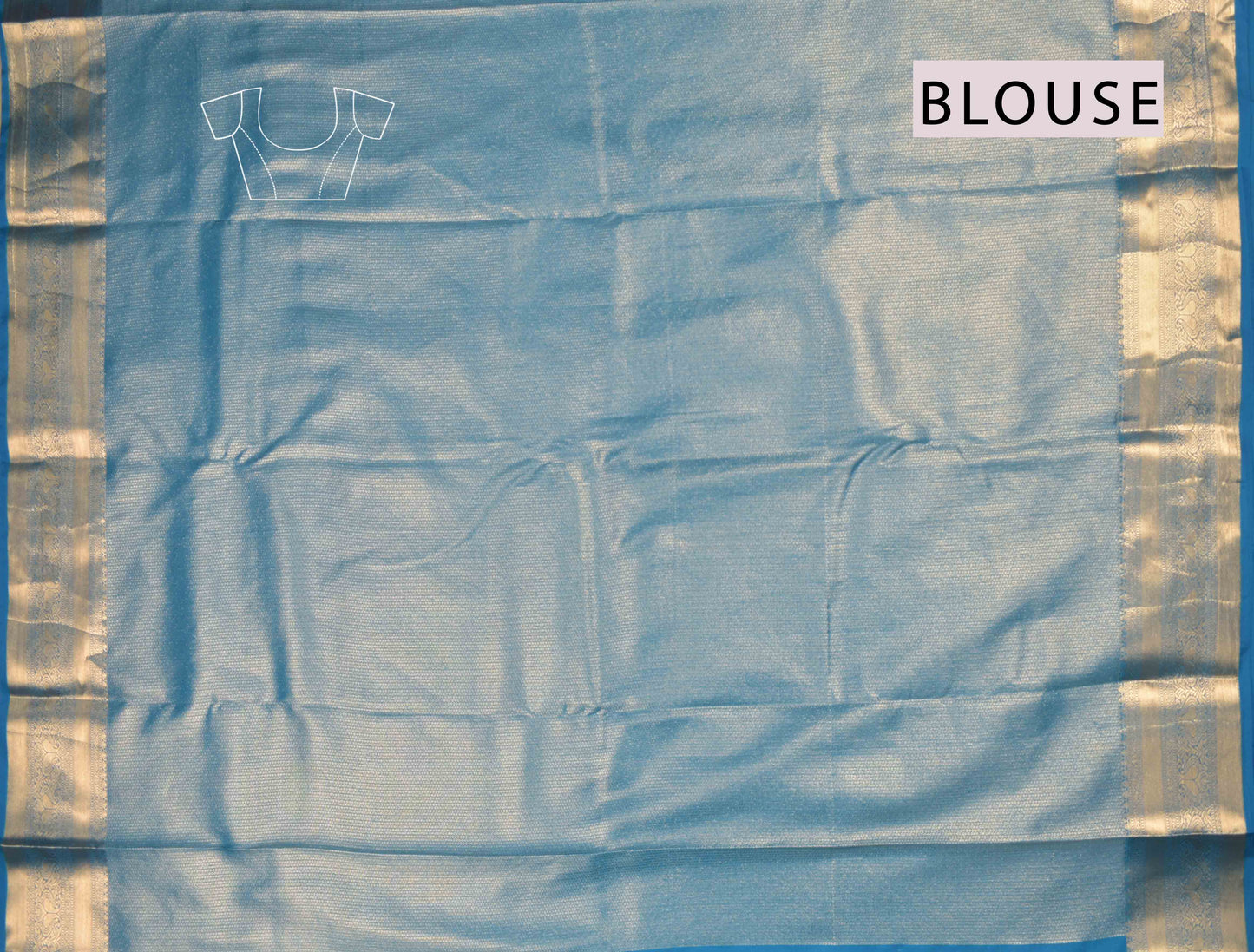 Golden Blue Semi Silk All Over Rich Jacquard Gold Border Saree