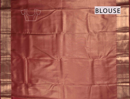 Golden Maroon Semi Silk Fancy Zari Border Saree