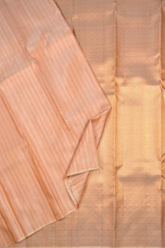 Light Pink Light Weight Pure Silk Stripes Zari Pallu Saree NAA211