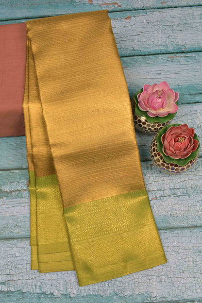 Golden Yellow Semi Tissue Silk Fancy Zari Border Pallu Saree