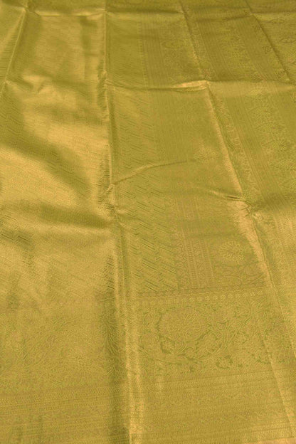 Golden Yellow Semi Tissue Silk Fancy Print Zari Border Saree