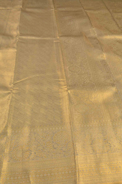 Golden Semi Tissue Silk Fancy Print Zari Border Saree