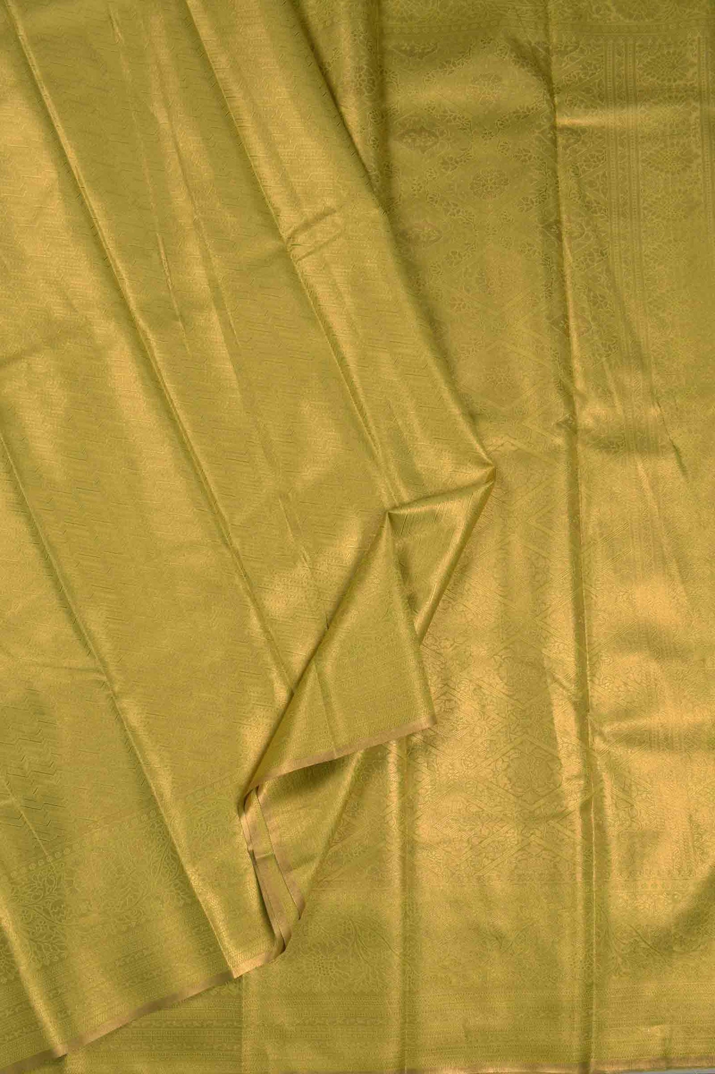 Golden Yellow Semi Tissue Silk Fancy Print Zari Border Saree