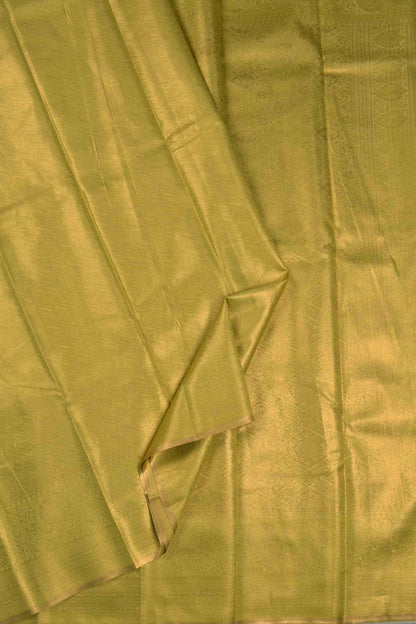 Golden Yellow Semi Tissue Silk Fancy Print Zari Border Saree