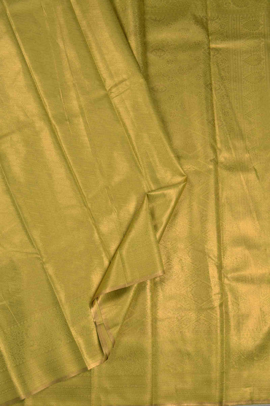 Golden Yellow Semi Tissue Silk Fancy Print Zari Border Saree