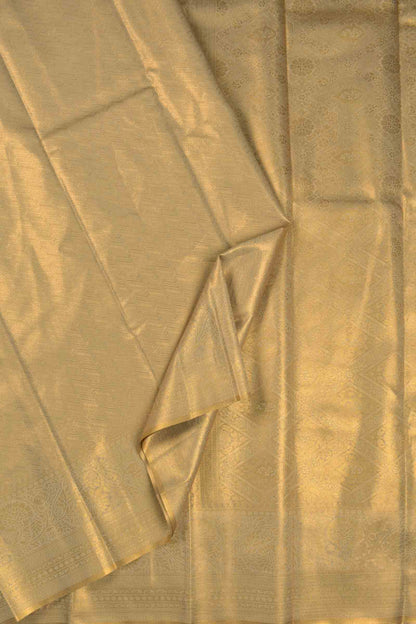 Golden Semi Tissue Silk Fancy Print Zari Border Saree