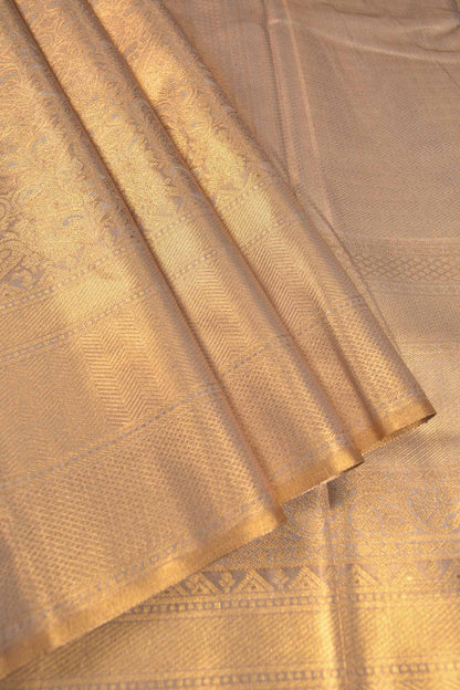Golden Semi Tissue Silk Fancy Print Zari Border Pallu Saree
