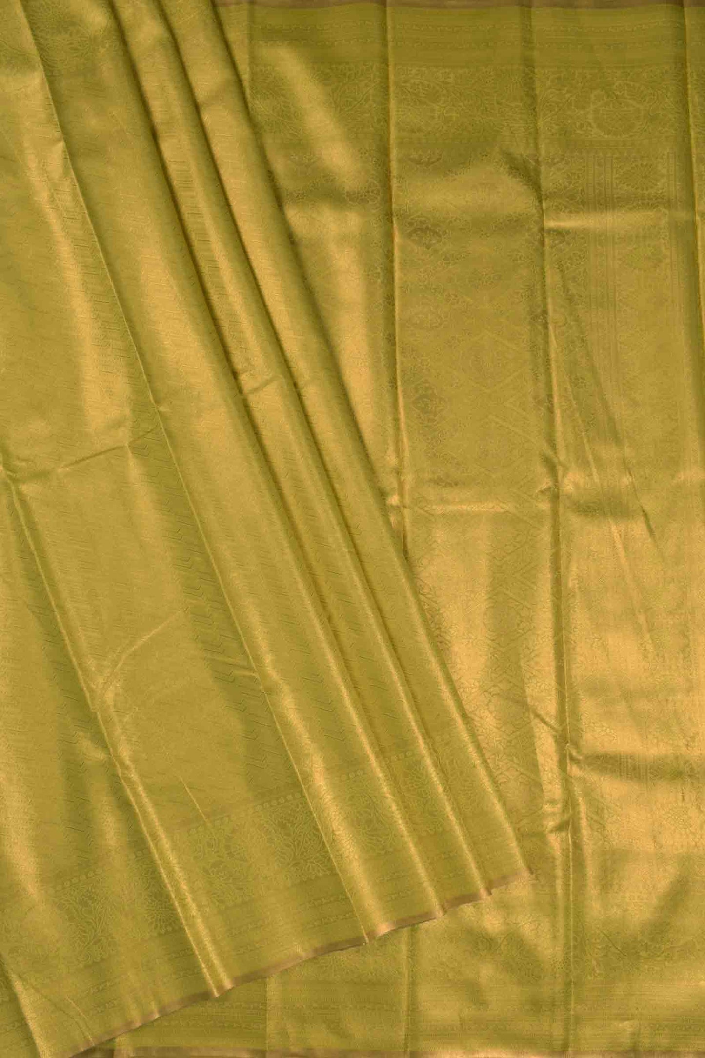 Golden Yellow Semi Tissue Silk Fancy Print Zari Border Saree