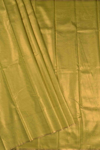 Golden Yellow Semi Tissue Silk Fancy Print Zari Border Saree