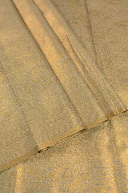 Golden Semi Tissue Silk Fancy Print Zari Border Saree