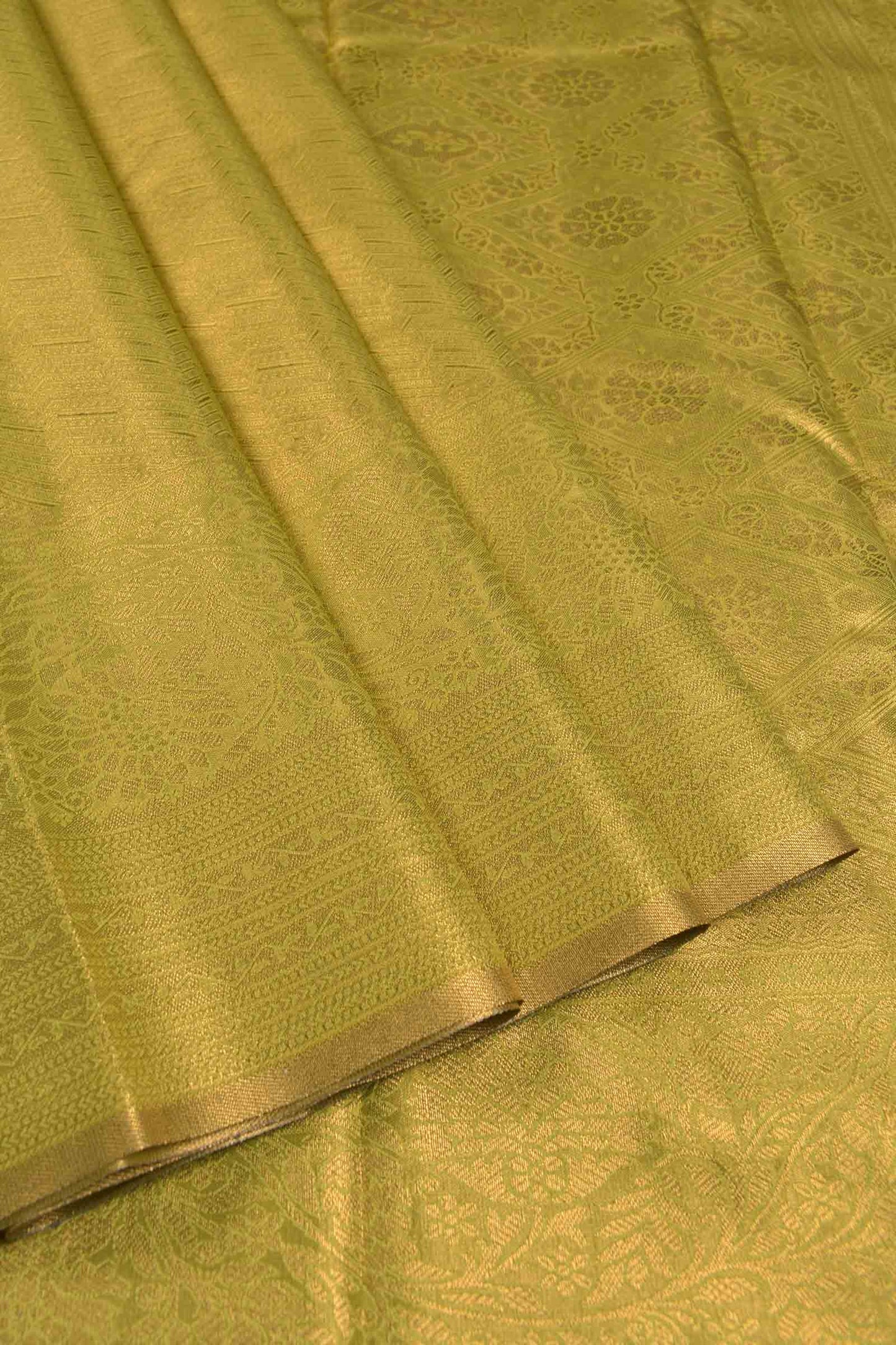 Golden Yellow Semi Tissue Silk Fancy Print Zari Border Saree