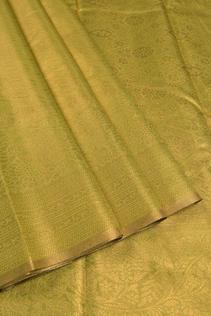 Golden Yellow Semi Tissue Silk Fancy Print Zari Border Saree