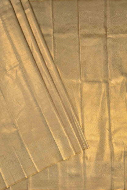 Golden Semi Tissue Silk Fancy Print Zari Border Saree