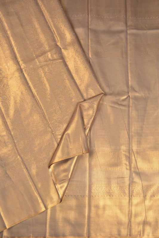 Golden Semi Tissue Silk Fancy Print Zari Border Pallu Saree