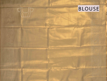 Golden Semi Tissue Silk Fancy Print Zari Border Saree