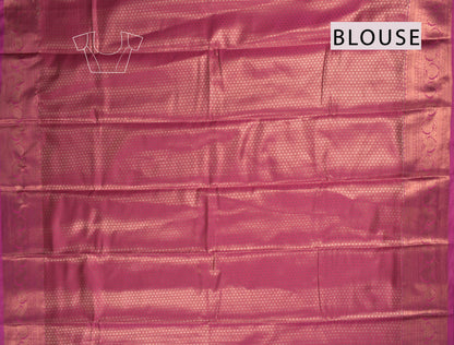 Golden Light Green Semi Tissue Silk Mini Checks Contrast Pink Zari Border Pallu Soft Saree