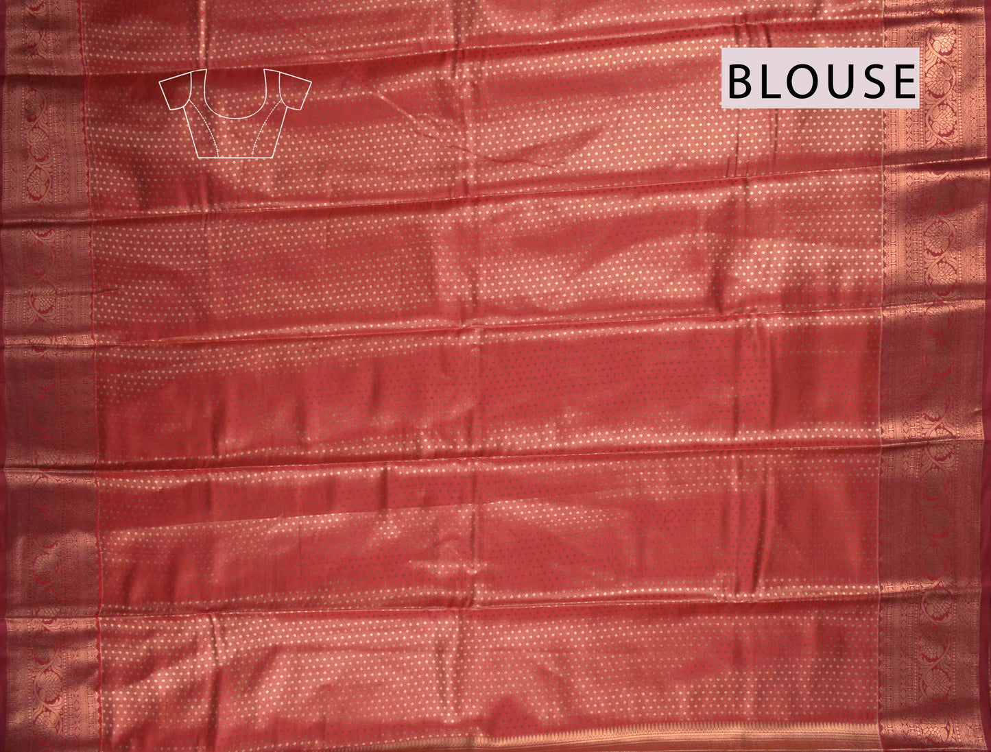 Golden Pink Semi Tissue Silk Mini Checks Contrast Red Zari Border Pallu Soft Saree