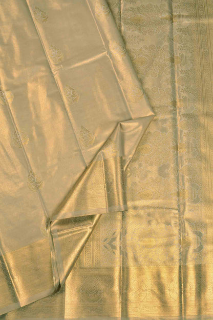 Golden Light Pink Semi Tissue Silk Zari Body Butta Zari Border Soft Saree