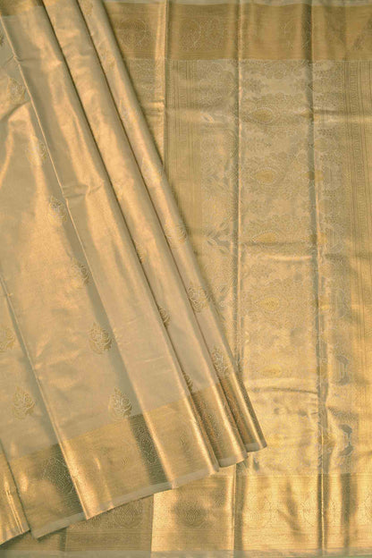 Golden Light Pink Semi Tissue Silk Zari Body Butta Zari Border Soft Saree