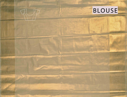 Golden Light Pink Semi Tissue Silk Zari Body Butta Zari Border Soft Saree