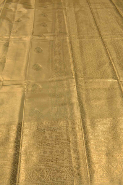 Golden Semi Tissue Silk Fancy Butta Zari Border Pallu Saree