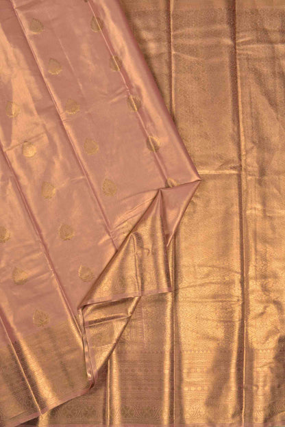 Golden Pink Semi Tissue Silk Fancy Butta Zari Border Pallu Saree