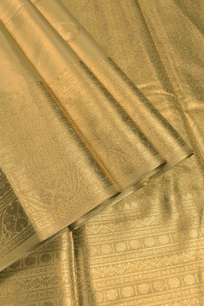 Golden Semi Tissue Silk Fancy Butta Zari Border Pallu Saree