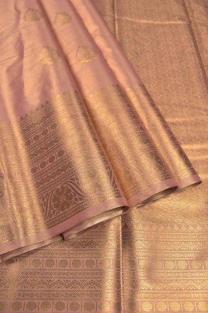 Golden Pink Semi Tissue Silk Fancy Butta Zari Border Pallu Saree