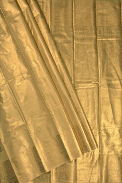 Golden Semi Tissue Silk Fancy Butta Zari Border Pallu Saree