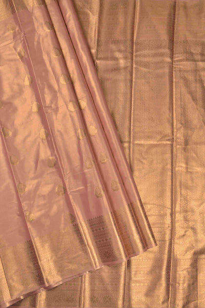 Golden Pink Semi Tissue Silk Fancy Butta Zari Border Pallu Saree