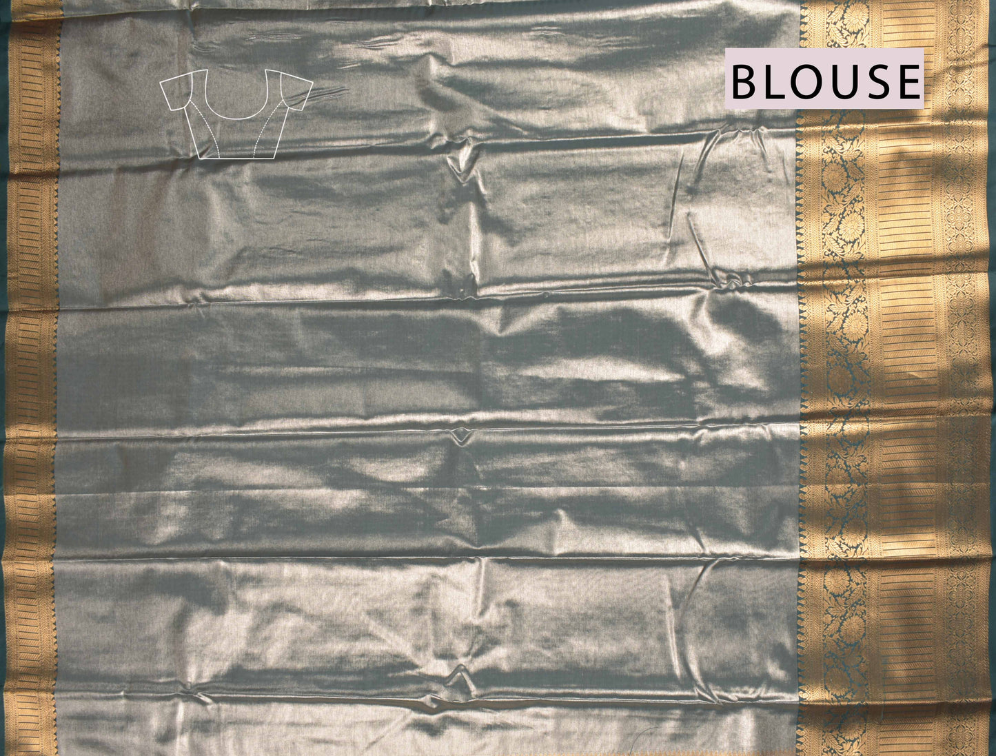 Pink Semi Tissue Silk Silver Zari Florals Contrast Green Zari Border Pallu Saree