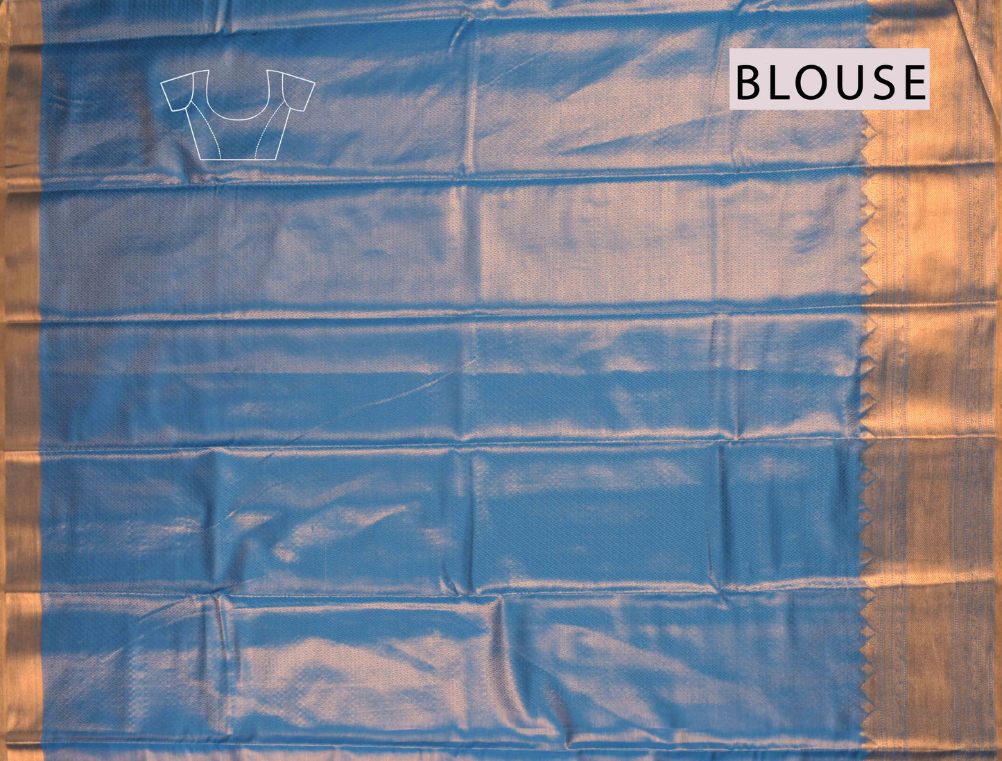 Golden Blue Semi Tissue Silk Fancy Zari Lines  Brocade Zari Border Pallu Saree