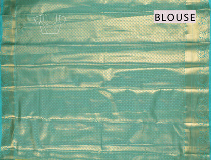 Gold With Silver Semi Silk Lotus Treasure Green Zari Border Pallu Saree