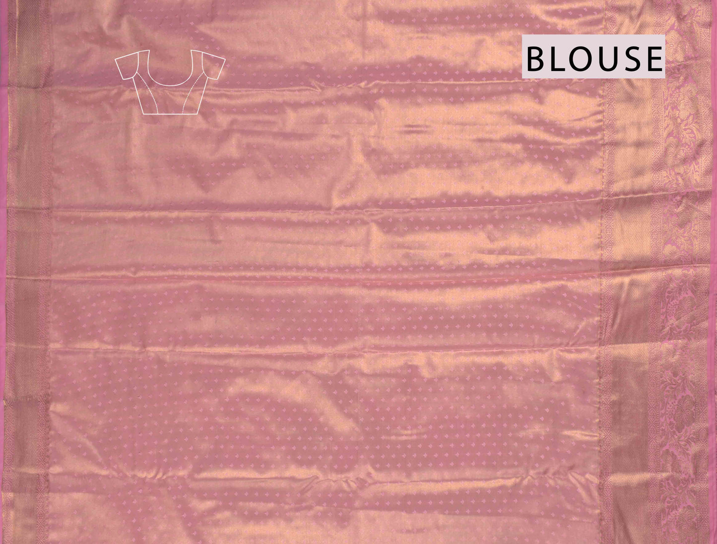 Golden Silver Semi Silk Peacock Paradise Golden Pink Zari Border Saree