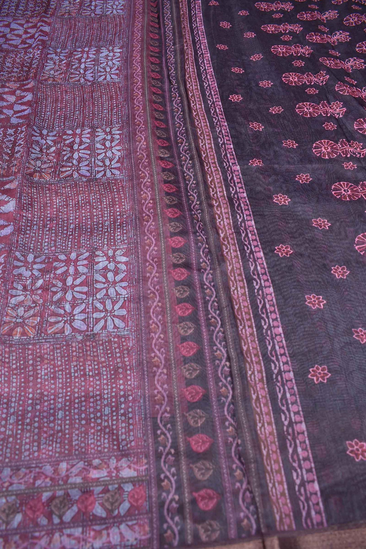 Light Violet Semi Chanderi Cotton Abstract Frames Digital Print Saree