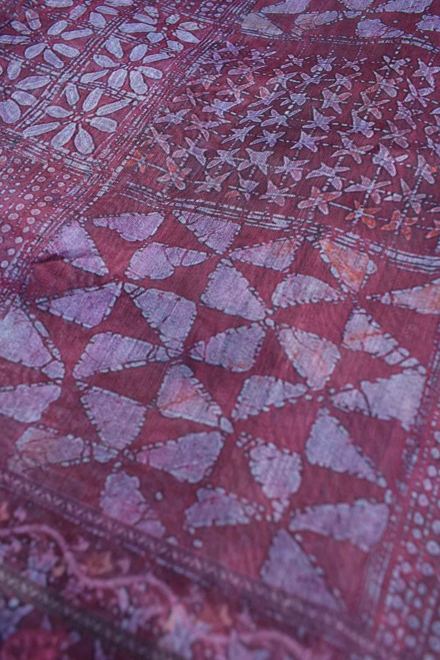 Light Violet Semi Chanderi Cotton Abstract Frames Digital Print Saree