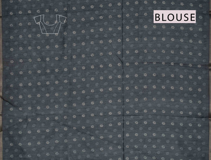 Black Semi Chanderi Cotton Floral Bulbs Print Saree NAA113