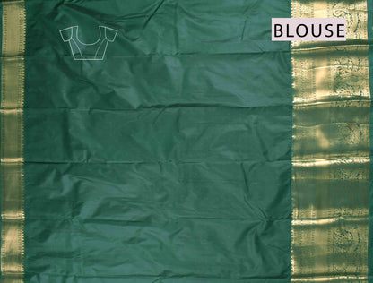 Pink Semi Silk Golden All Over Golden Green Zari Border Pallu Saree