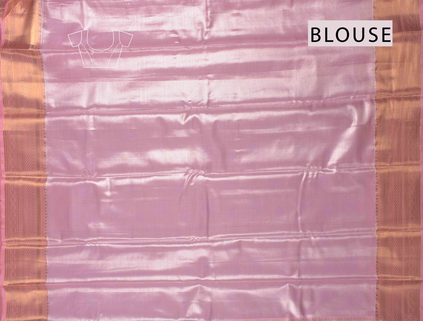 Golden Light Blue Semi Silk Fresh Lilies Golden Pink Zari Border Mango Pallu Saree