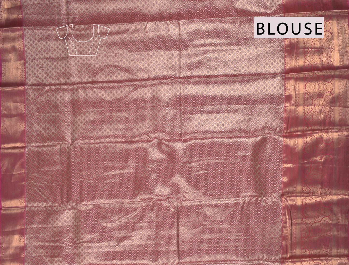 Aqua Blue Semi Silk Rainbow Grove Golden Pink Zari Border Saree