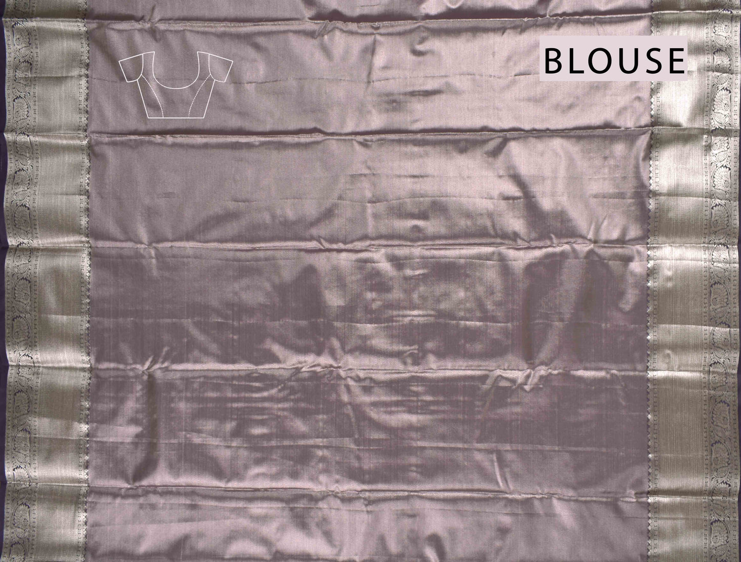 Pastel Pink Semi Silk Fancy Frame Butta Violet Zari Border Pallu Saree