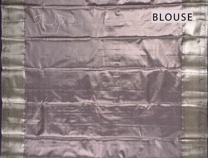 Pastel Pink Semi Silk Fancy Frame Butta Violet Zari Border Pallu Saree