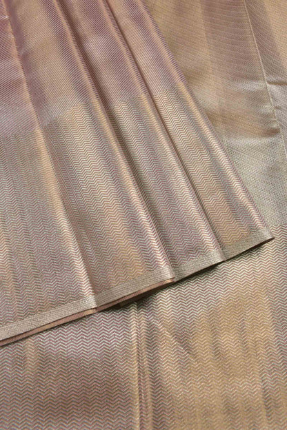 Golden Pink Semi Silk Golden Cross Lines Zari Border Pallu Saree