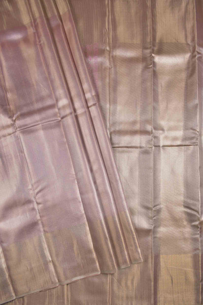 Golden Pink Semi Silk Golden Cross Lines Zari Border Pallu Saree
