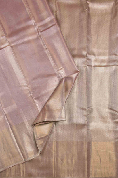Golden Pink Semi Silk Golden Cross Lines Zari Border Pallu Saree
