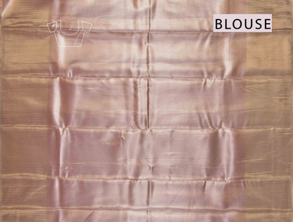 Golden Pink Semi Silk Golden Cross Lines Zari Border Pallu Saree