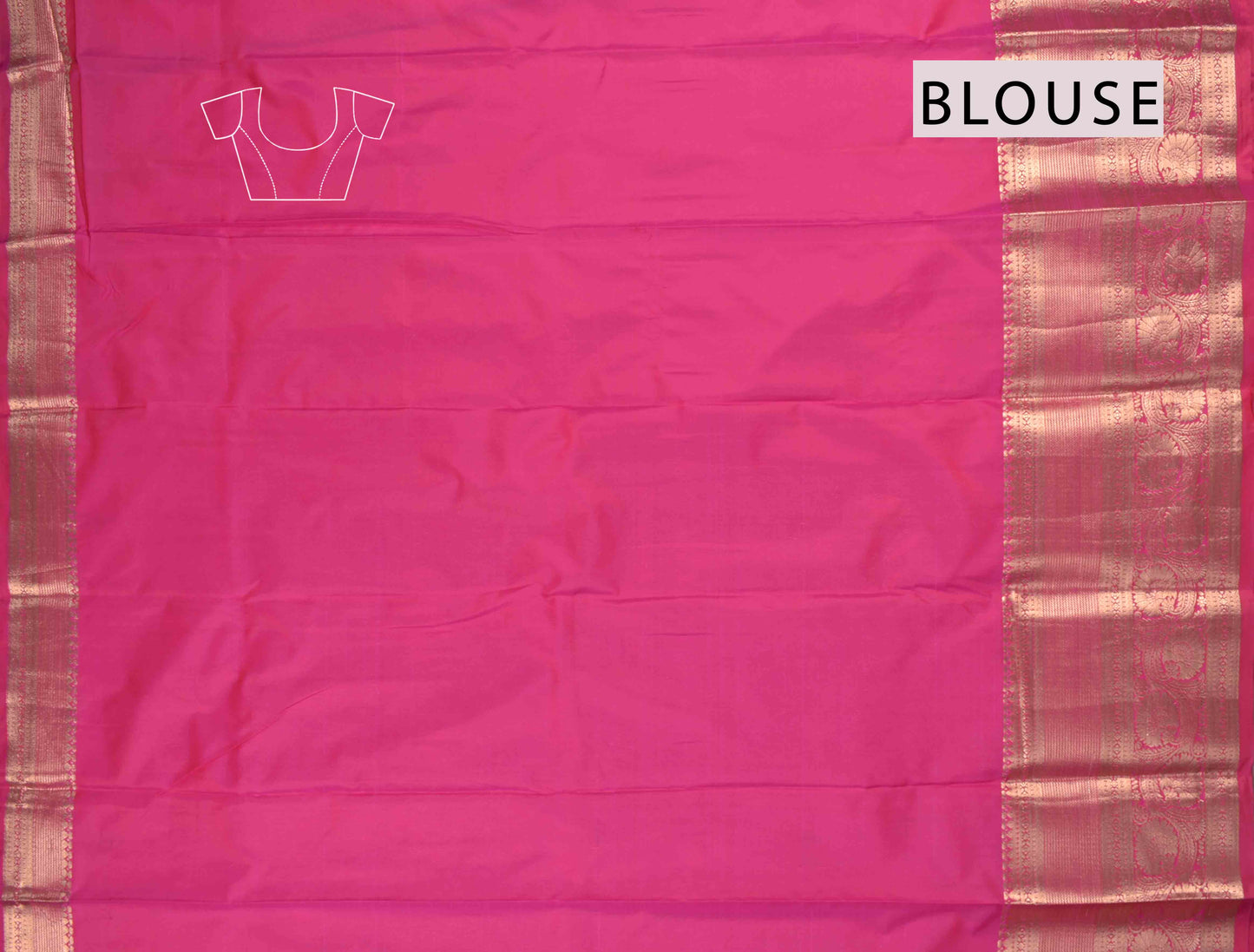Hot Pink Semi Silk Fancy Cranes Golden Zari Border Pallu Saree